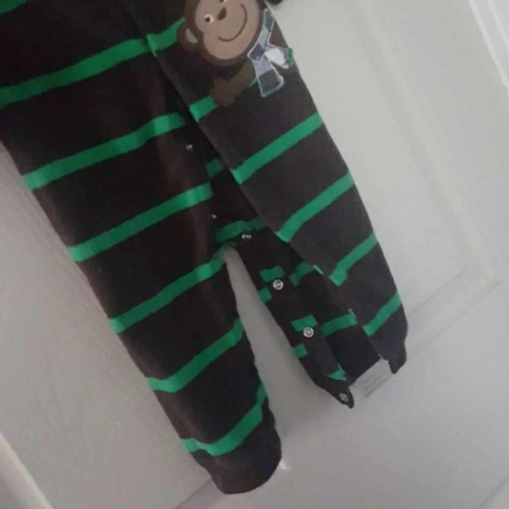 Carter's Green & Brown Snap Footless PJ Onsie-12M